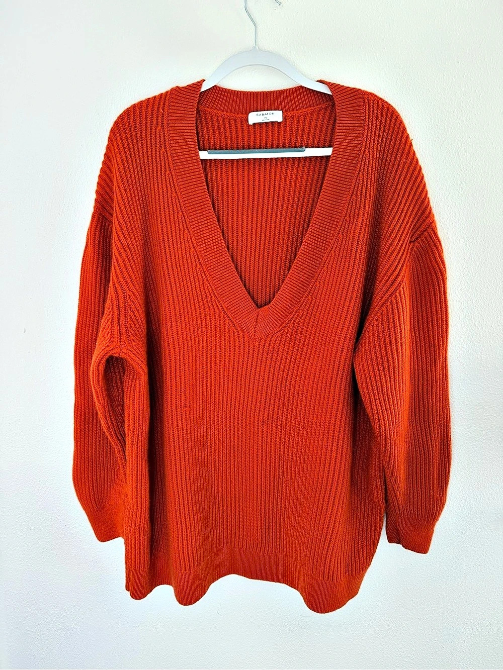 Babaton Orange V-Neck Sweater Size XL Like New